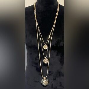 Gold Tone Multi-Layer Pendant Necklace 40”-42”